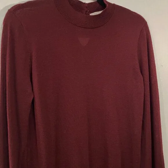 EUC Sezane Hazel Merino Wool Ruffle Cuff Sweater Burgundy Medium - Picture 4 of 10